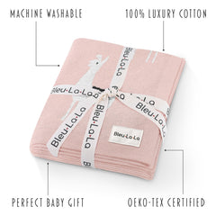 Bleu La La llama pink nursery decor blanket adds cozy style and comfort to nurseries