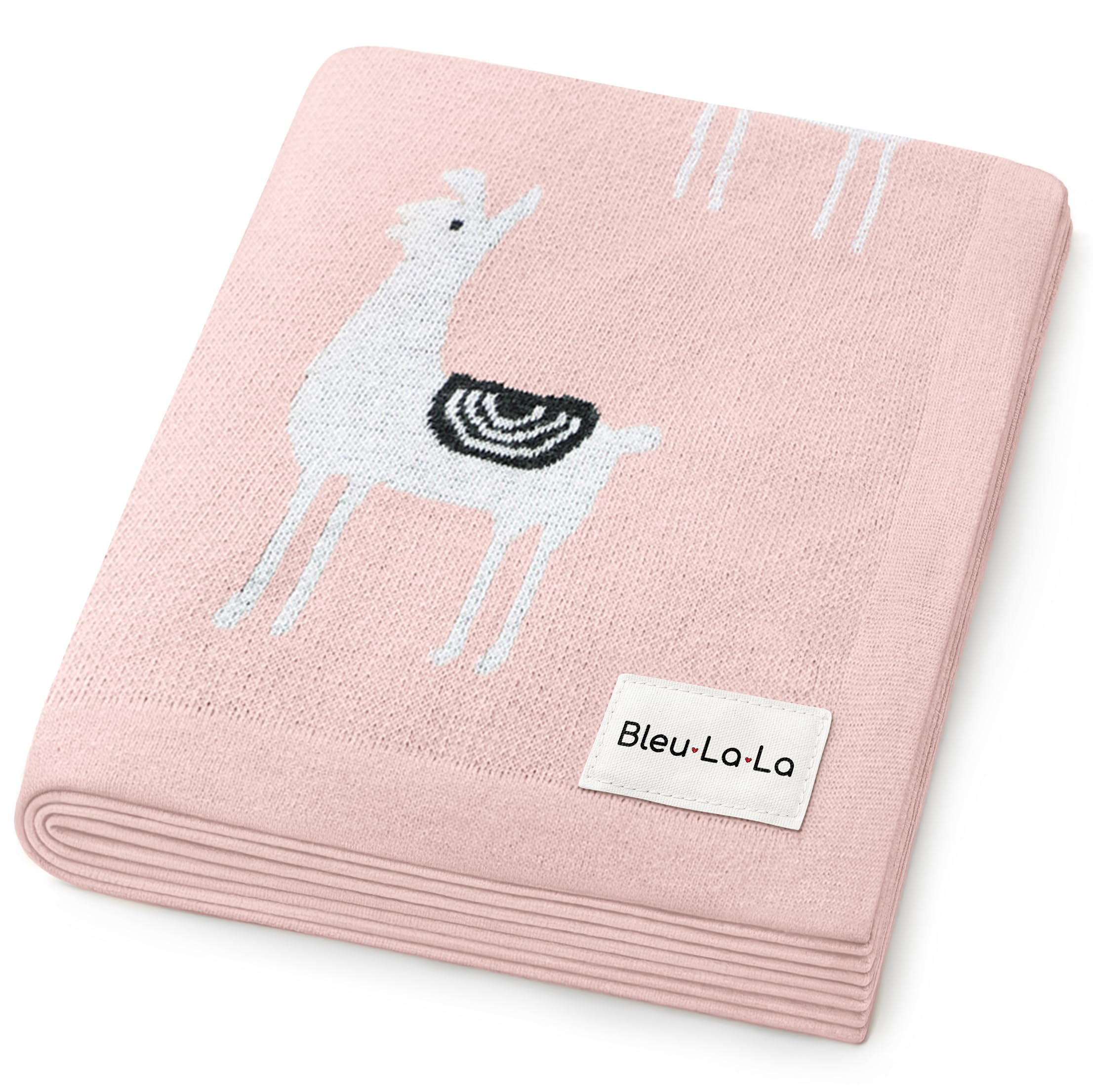 Bleu La La llama pink swaddle closeup highlights breathable cotton softness for newborn skin