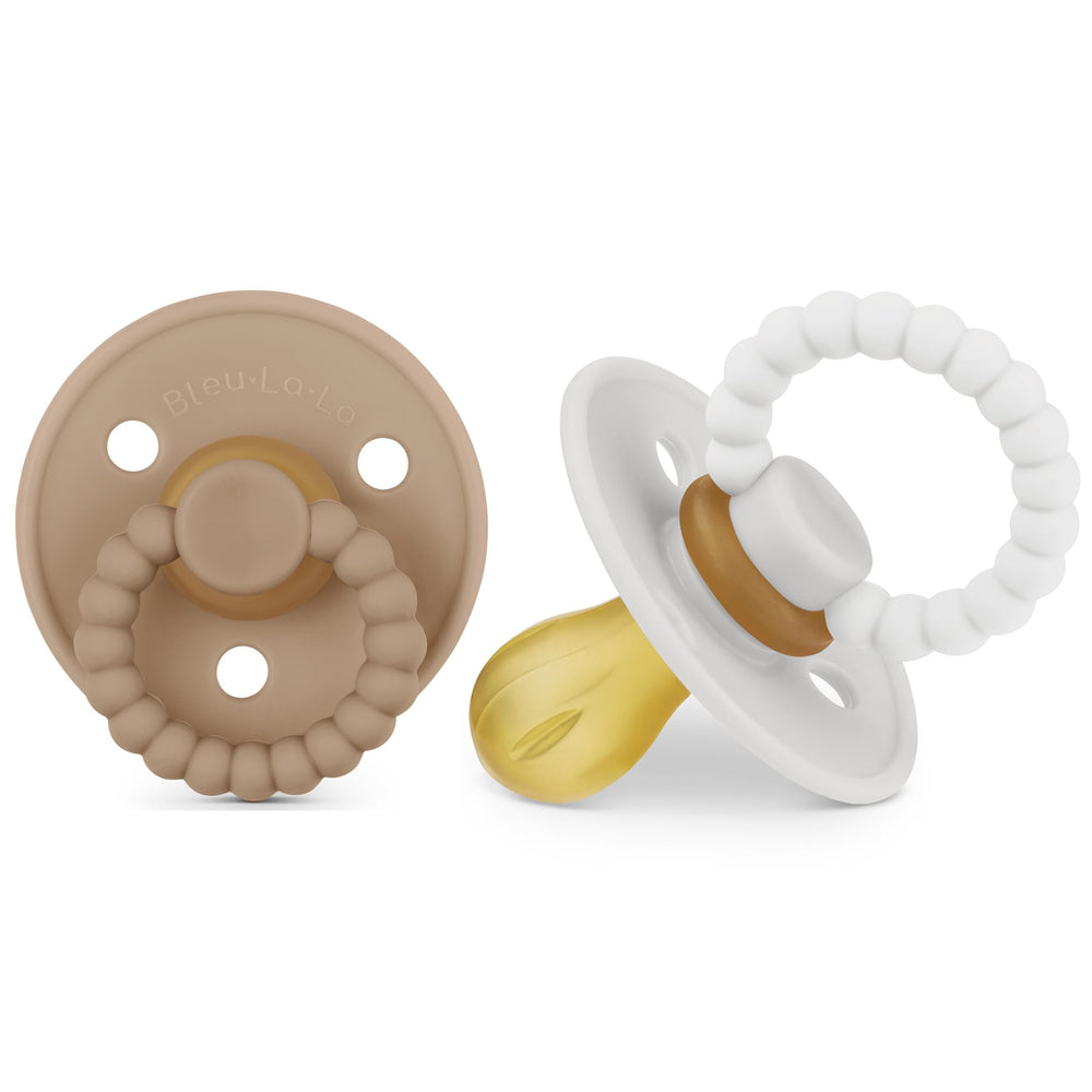 Bleu La La Luladream camel-cream nipple close-up for soothing gums and safe materials.