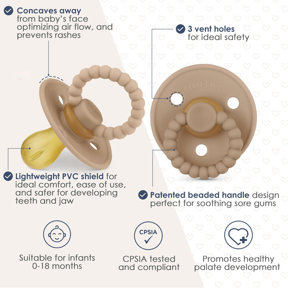 Bleu La La Luladream clip secures the pacifier during playtime.