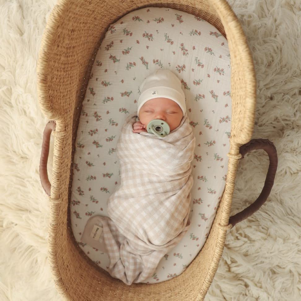 Bleu La La nursery plaid design in gray adds timeless decor and warmth