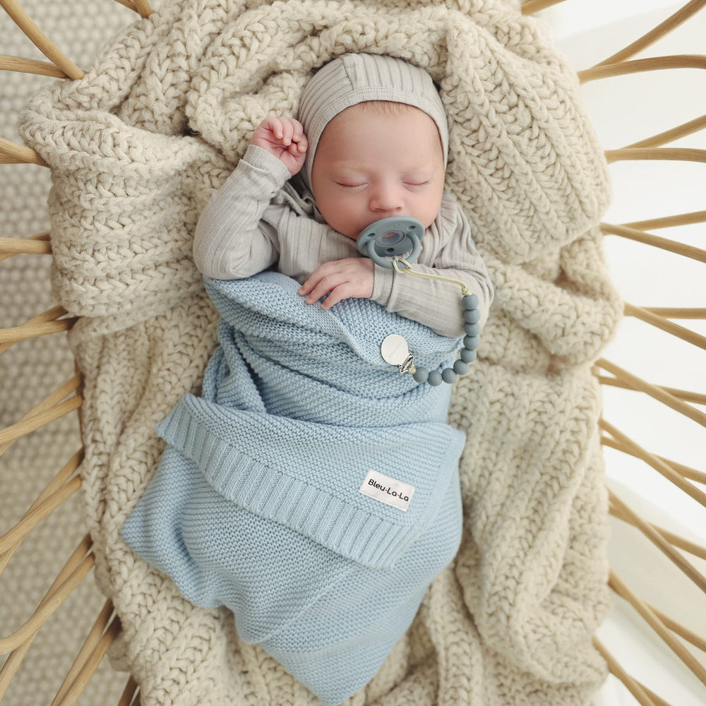 Bleu La La organic cotton fabric offers breathable softness ideal for sensitive skin.