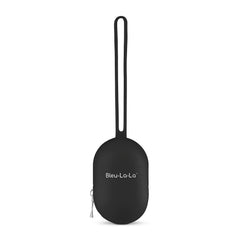 Bleu La La pacifier holder case black closeup shows durable silicone and secure zipper for on-the-go storage