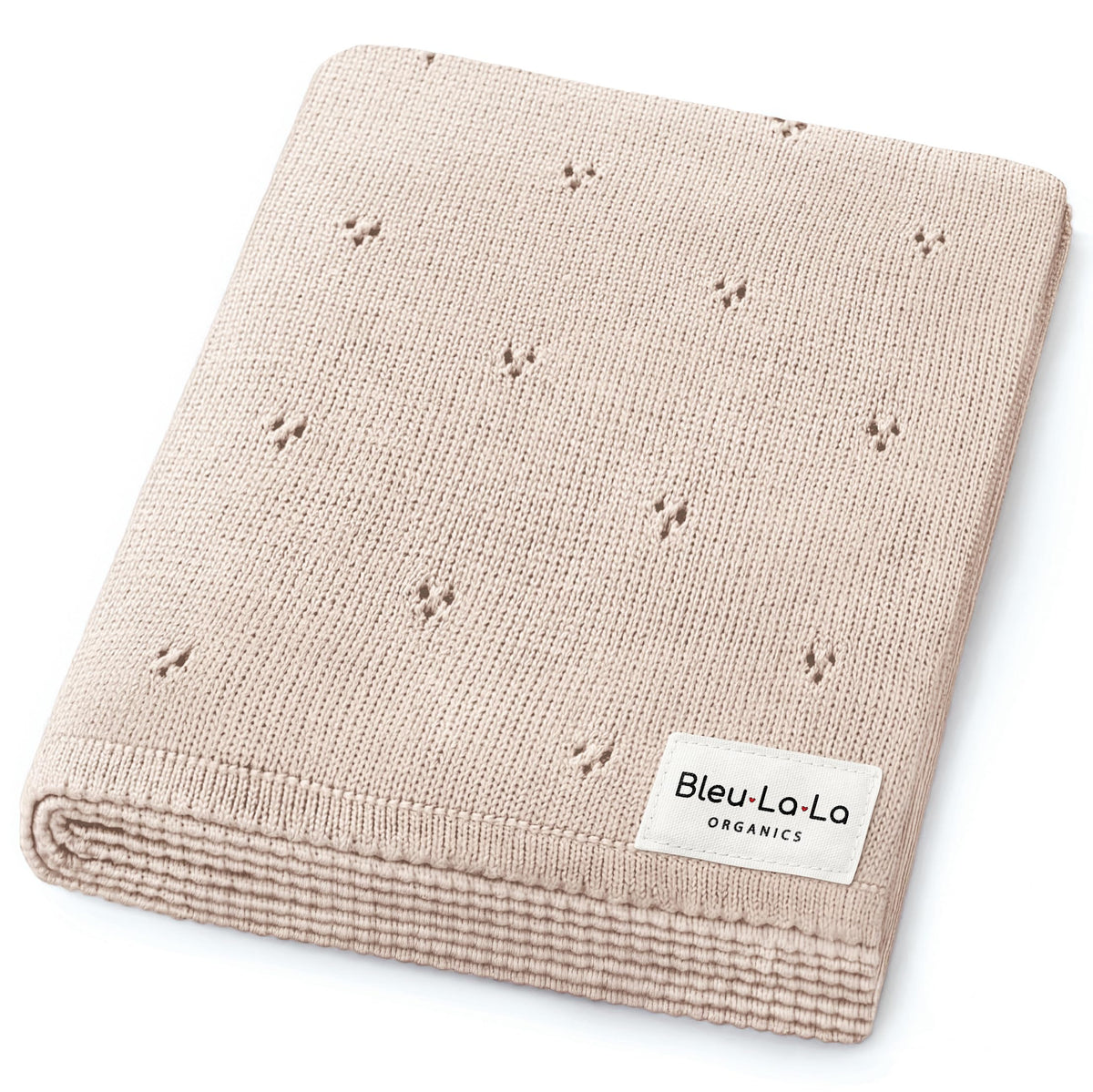 Bleu La La pointelle receiving blanket oatmeal closeup highlights soft organic cotton texture for delicate skin