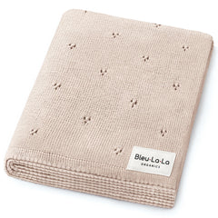 Bleu La La pointelle receiving blanket oatmeal closeup highlights soft organic cotton texture for delicate skin