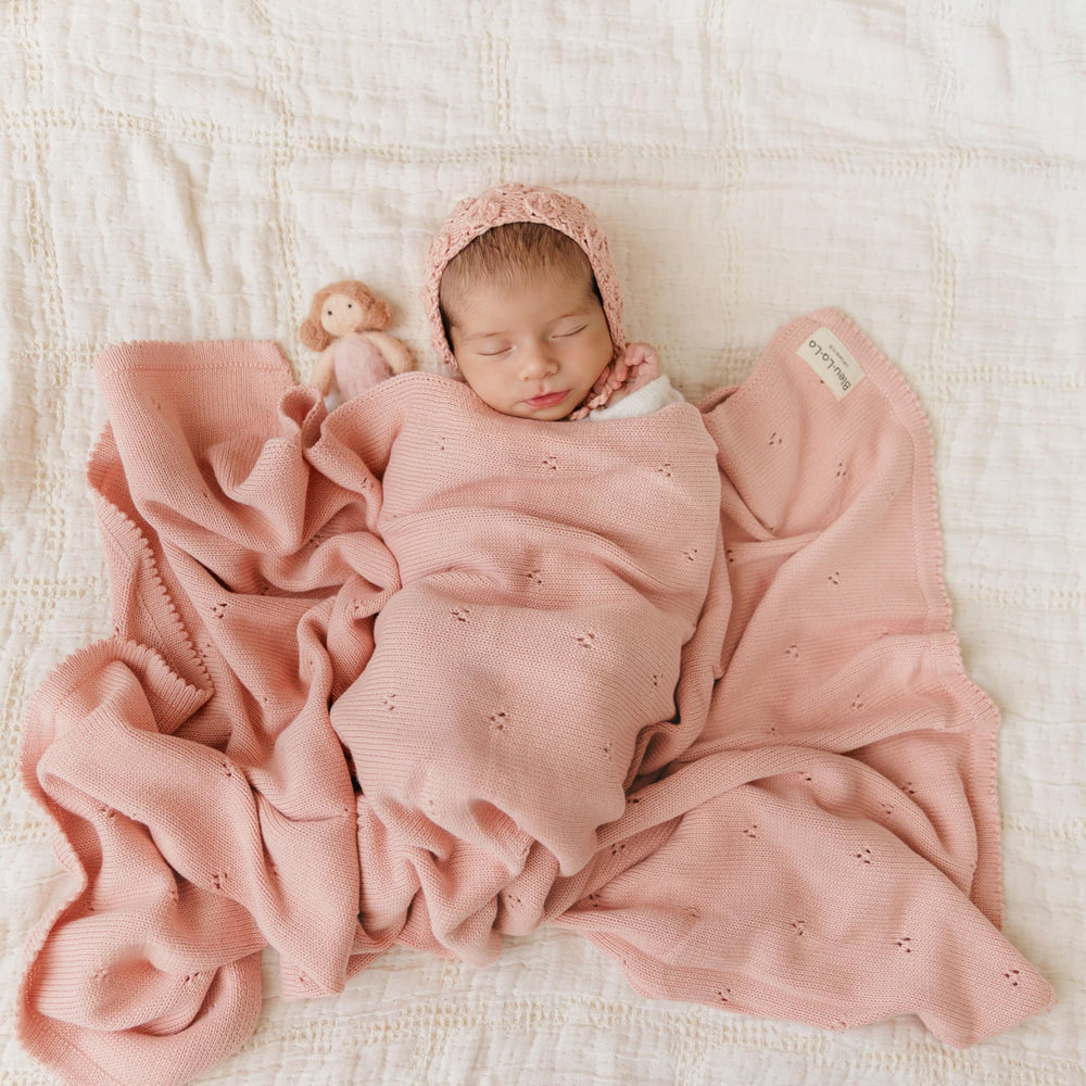 Bleu La La Pointelle Swaddle Soft Texture; gentle touch for delicate skin.