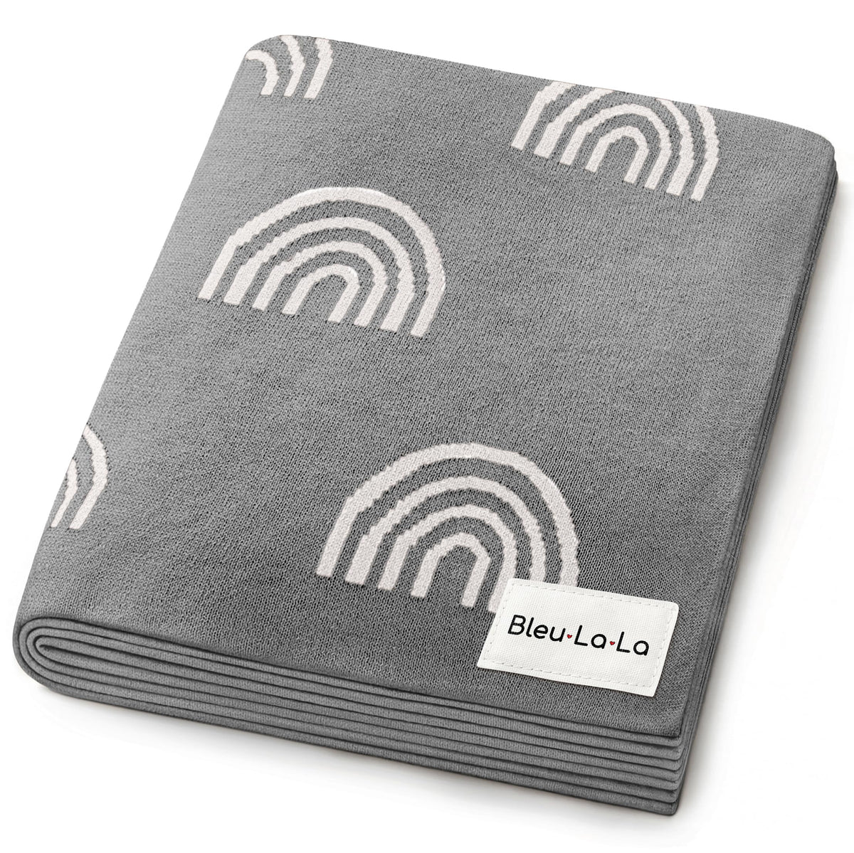 Bleu La La Rainbow Grey receiving blanket texture closeup highlights ultra-soft cotton touch for delicate skin.