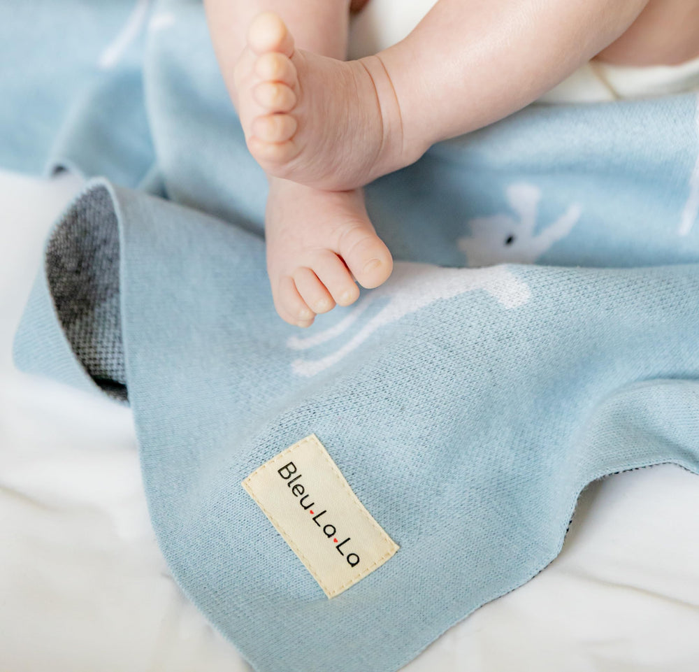 Bleu La La stroller blanket provides on-the-go coziness during daily outings.