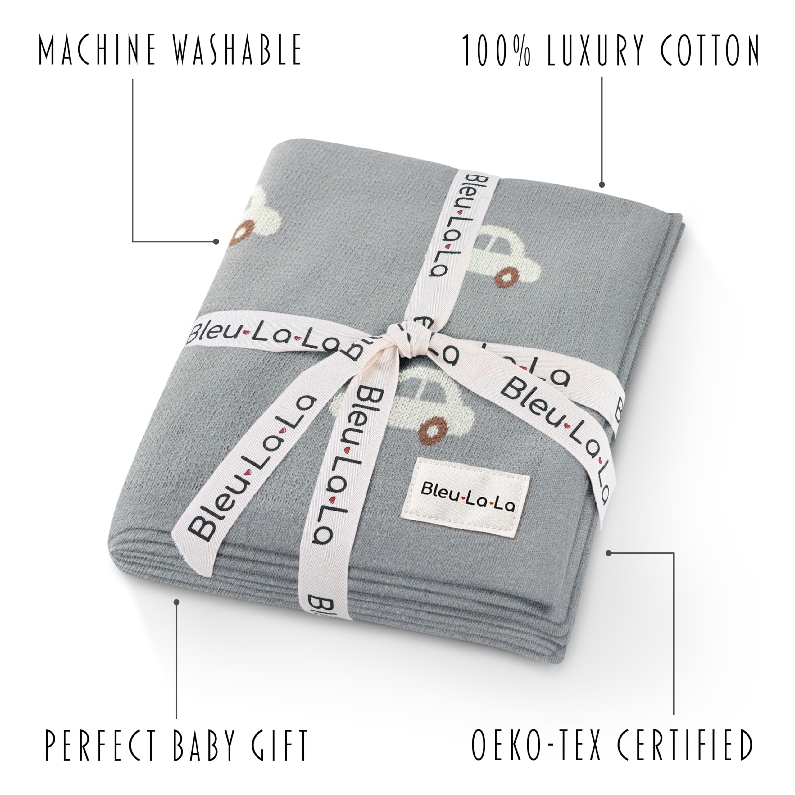 Bleu La La swaddle on stroller for convenient on-the-go wrapping.
