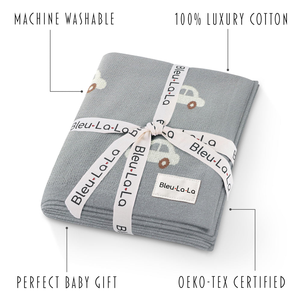 Bleu La La swaddle on stroller for convenient on-the-go wrapping.