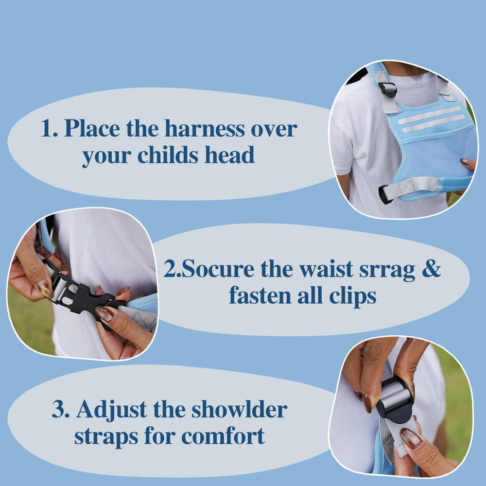 BLEWAY Active XL harness in a crowded-area scene demonstrates safety in busy environments