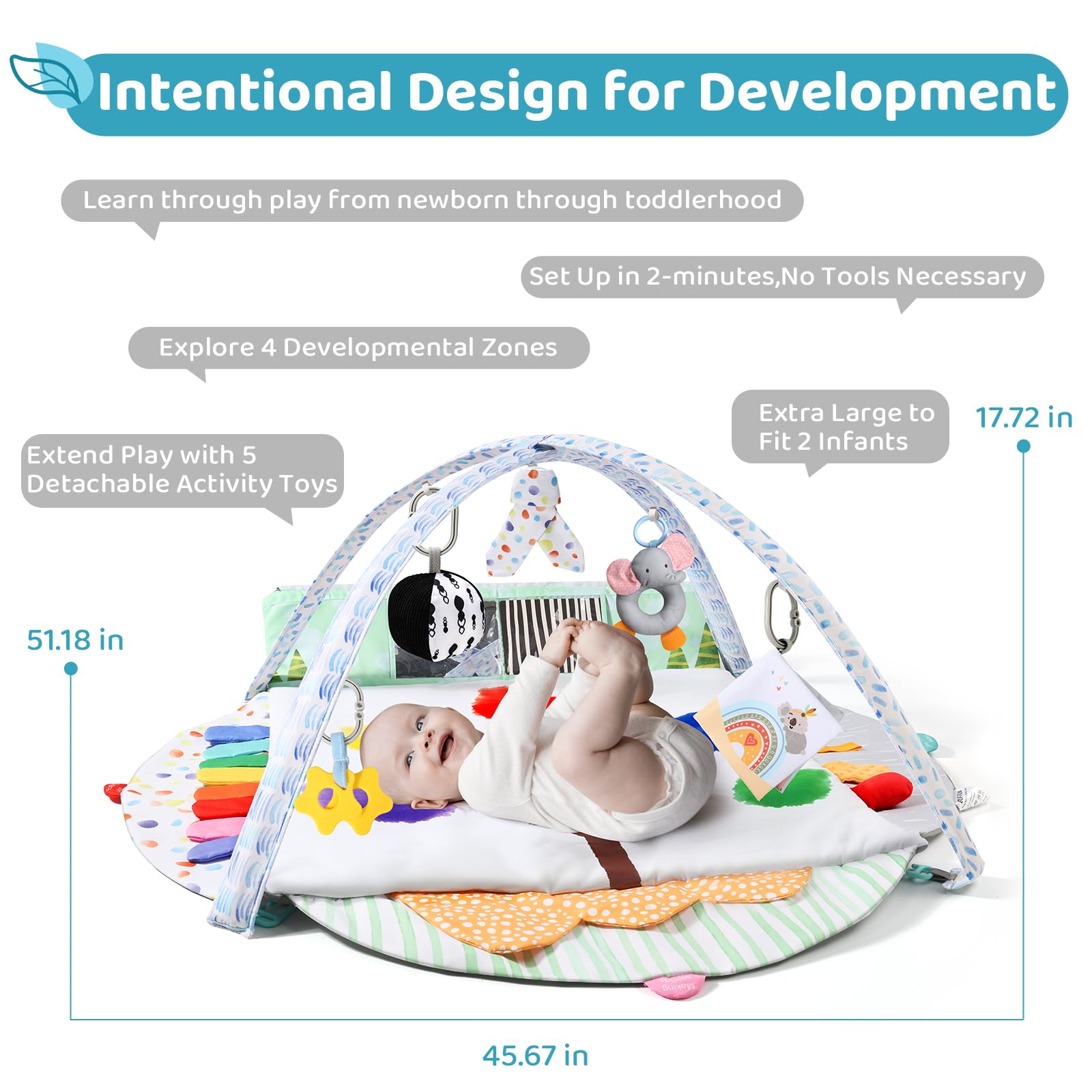 BLF FUN Rattle and teether soothe gums while developing hand-eye coordination.
