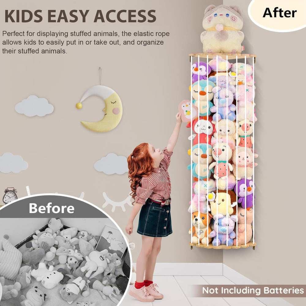Blingbin elastic rope extension feature for flexible, accessible toy retrieval.