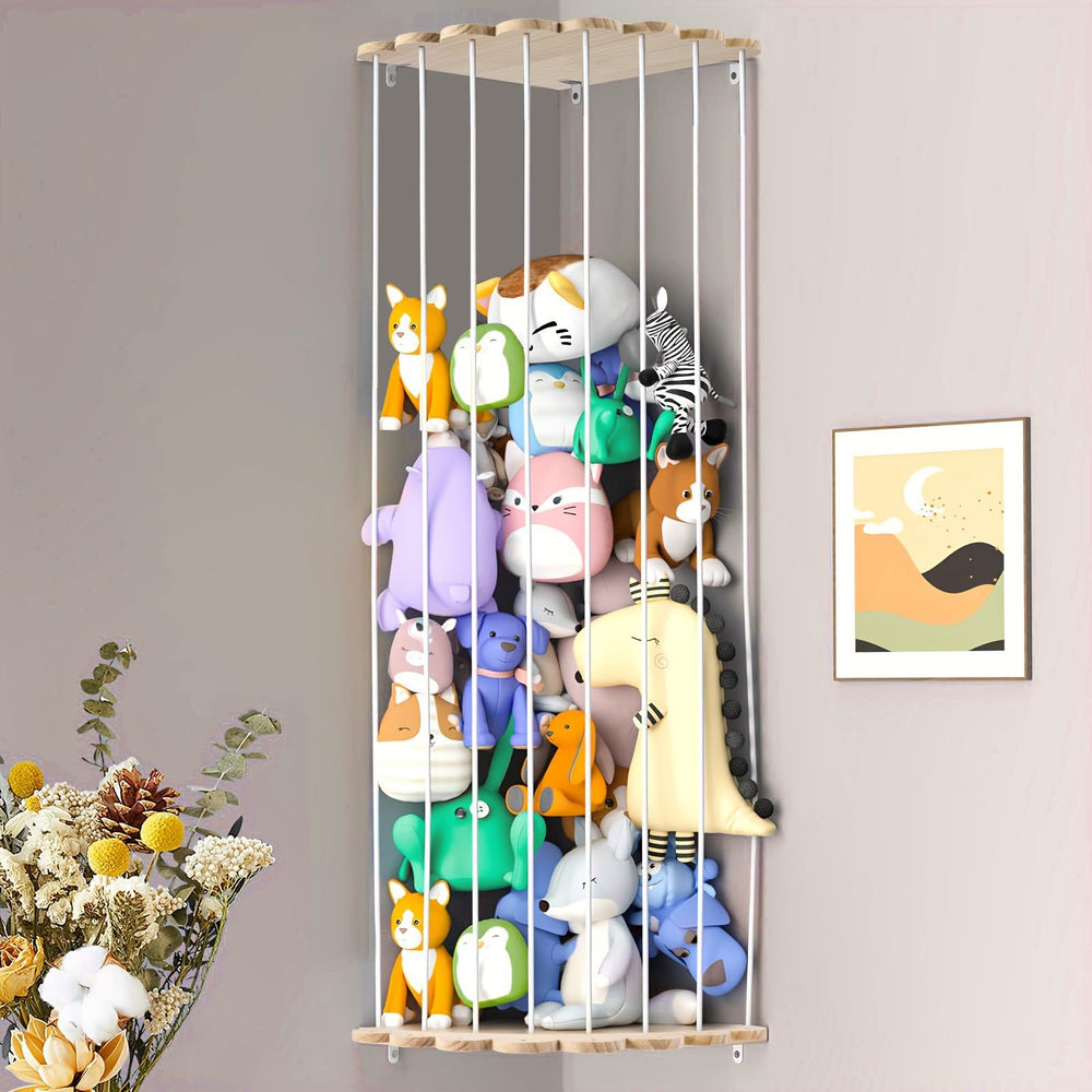 Blingbin stuffed animal storage board corner view showcasing efficient corner organization.