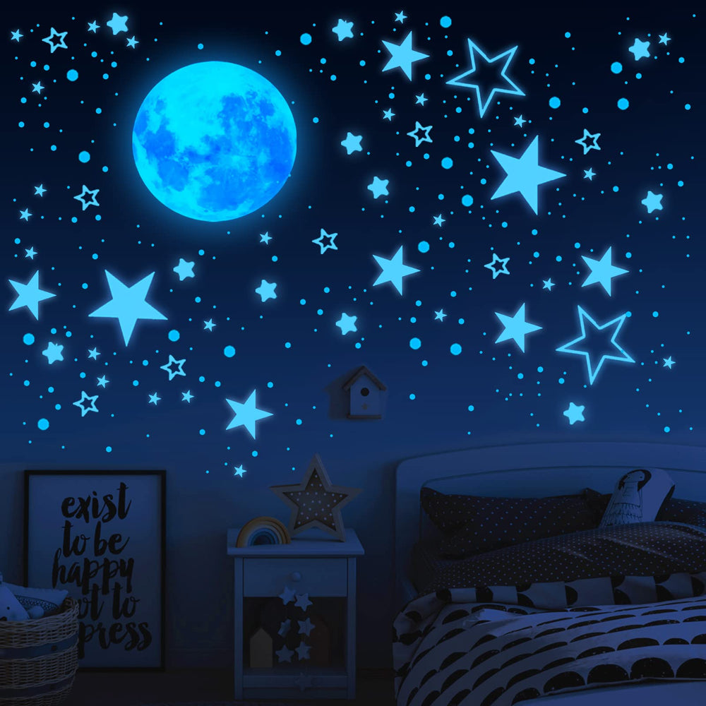 BLINKEEN glow stars moon sticker 7.87 inch for a comforting night light