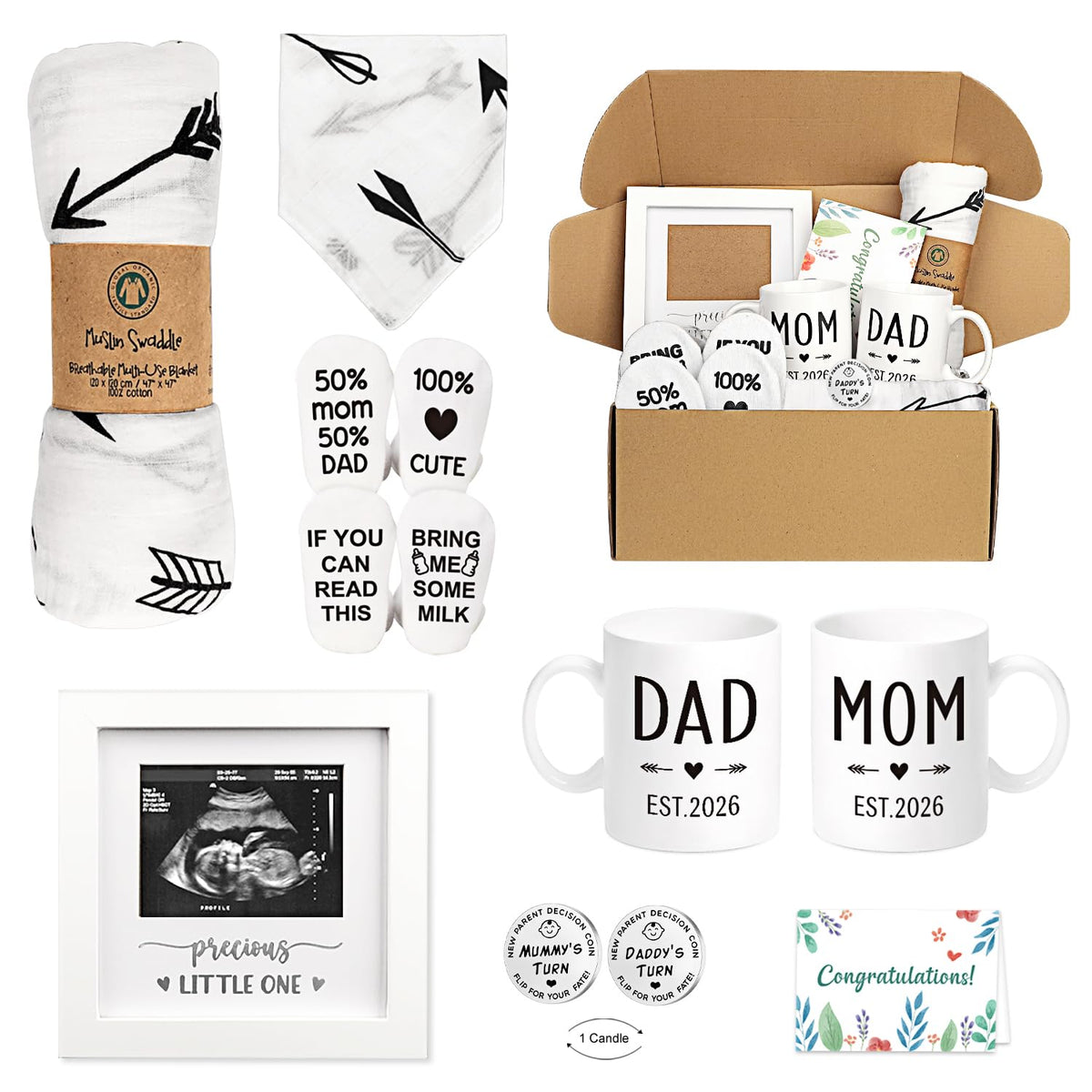 Blinking Stars mom and dad mugs set with double-sided print, ideal for baby shower gifting