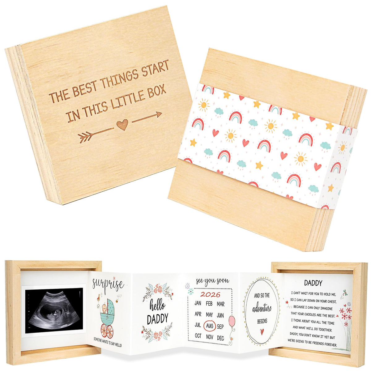 Blinking Stars pregnancy announcement box front view for a heartfelt dad gift.