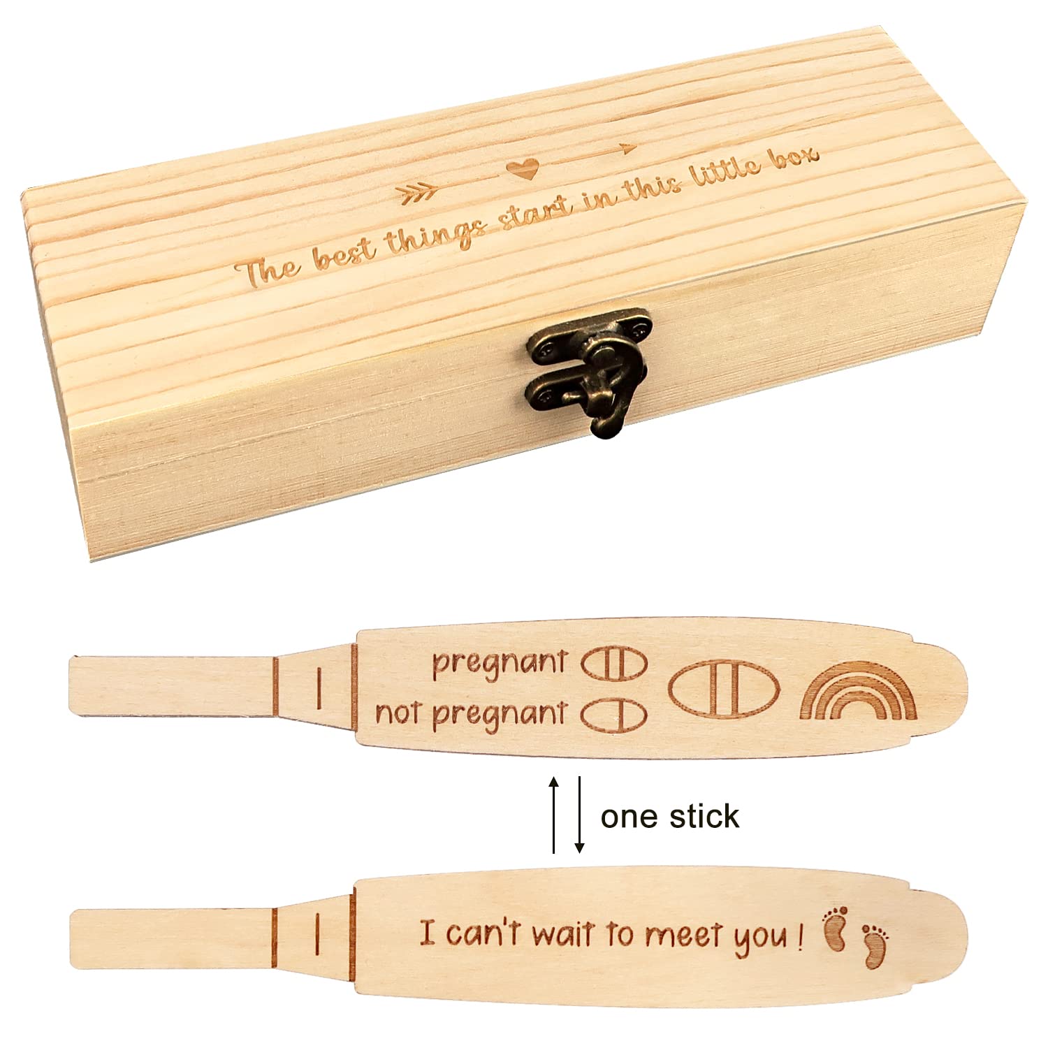 Blinking Stars wooden positive pregnancy test side engraving celebrates joyful news for family