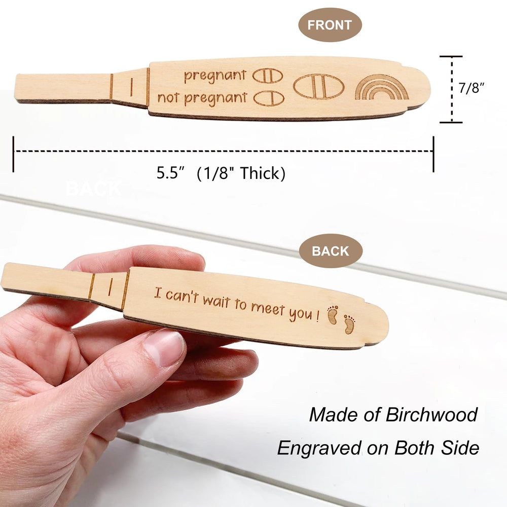 Blinking Stars wooden positive pregnancy test birchwood keepsake with I cant wait to meet you engraving.