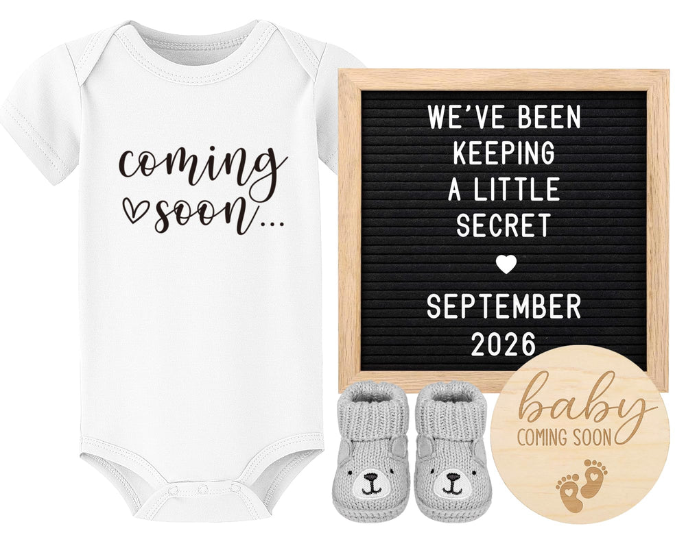 Blinking Stars felt letter board with 340 letters for pregnancy announcements