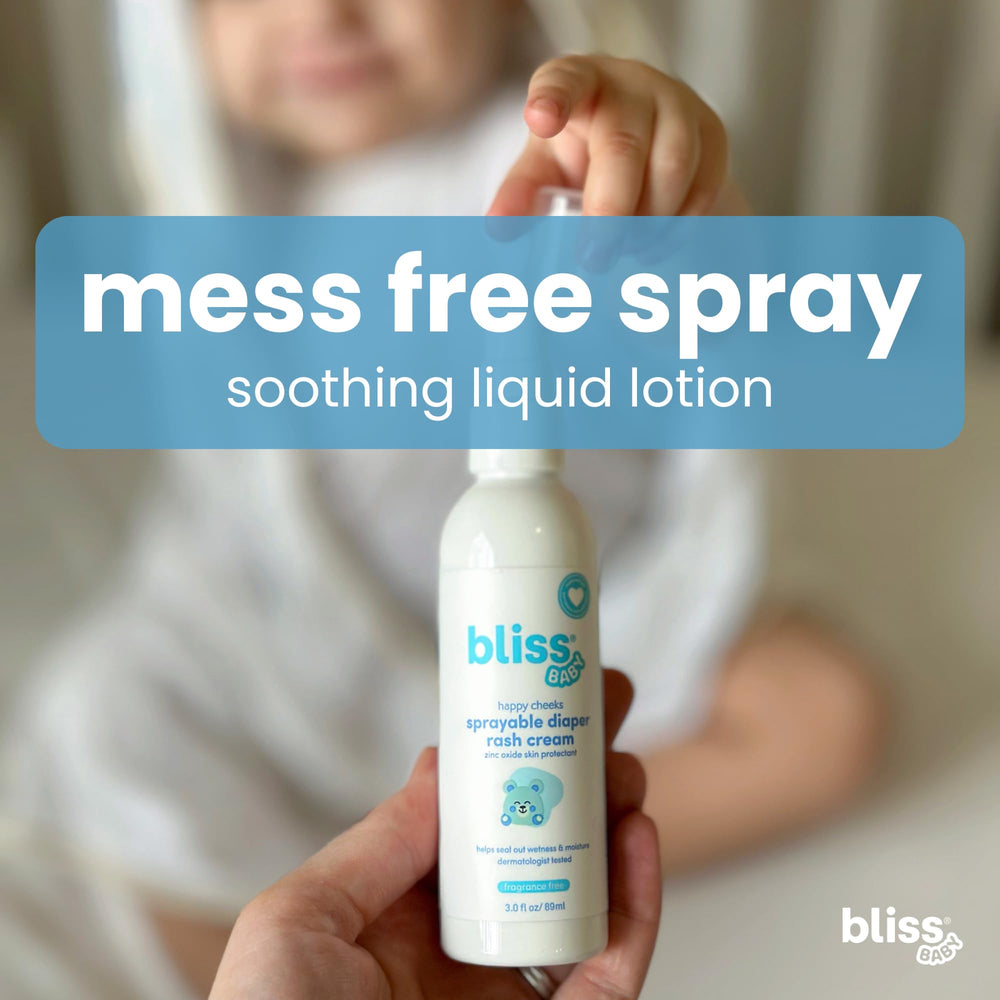 Bliss Baby ingredients panel shows aloe vera, shea butter and olive oil.