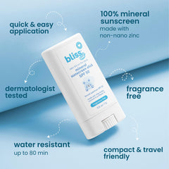 Bliss Baby Mineral Sunscreen Stick water-resistance up to 80 minutes for swimming and play.