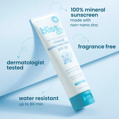 Bliss Baby Sunscreen being applied to the face for quick, non-greasy sun protection.
