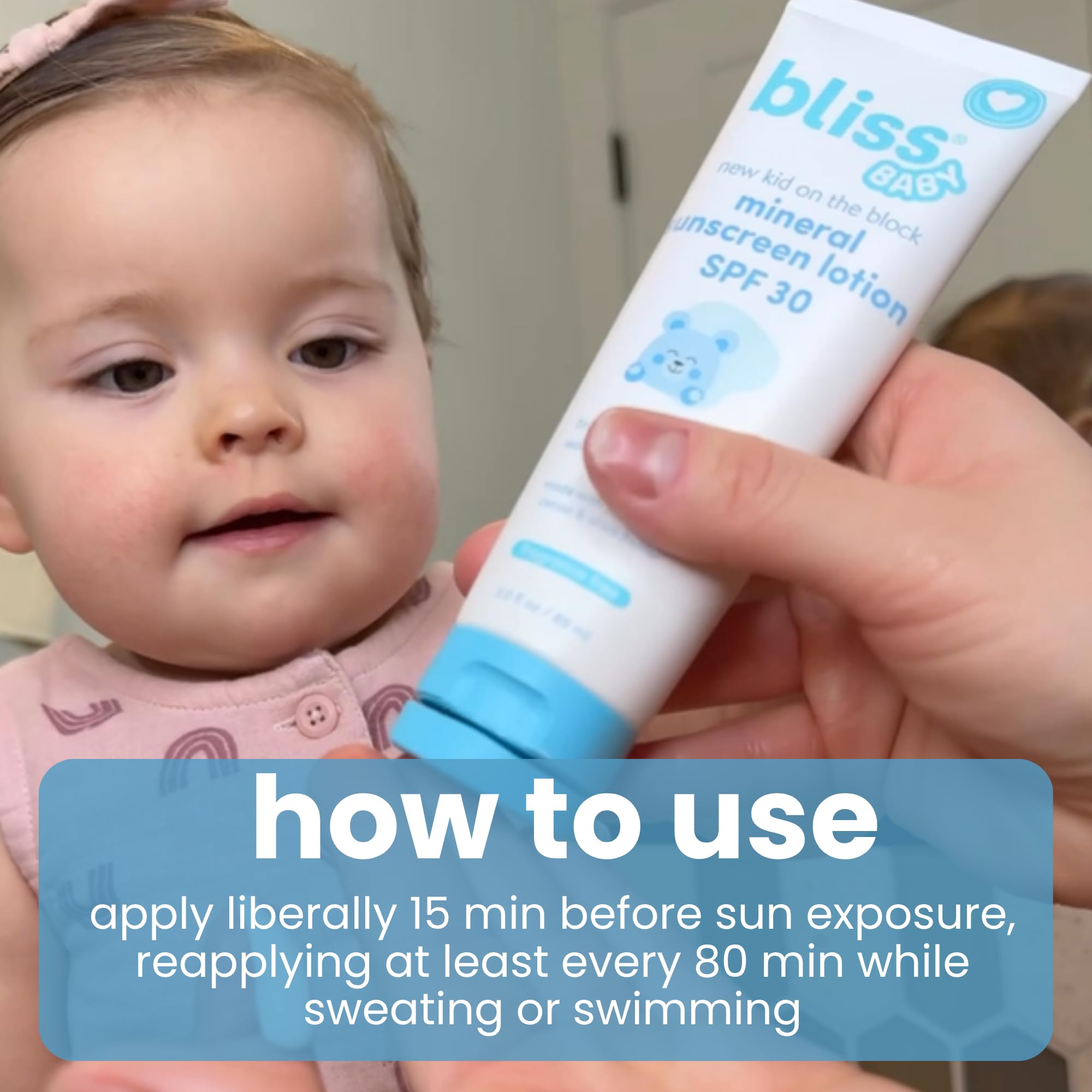 Bliss Baby Sunscreen organic shea butter helps moisturize while protecting from sun.