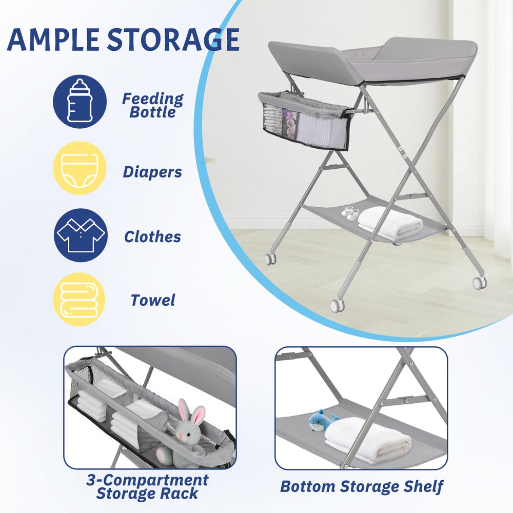 BlissBoard height-adjustable changing table enabling comfortable diaper changes at your height