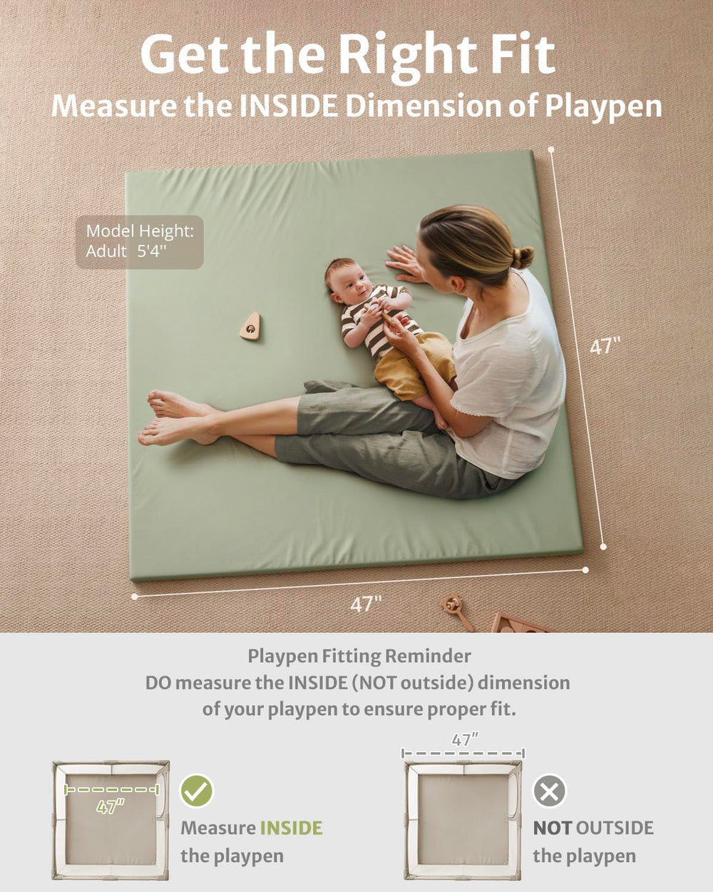 Blissful Diary 47x47 play mat fits in living room for stylish baby play area.
