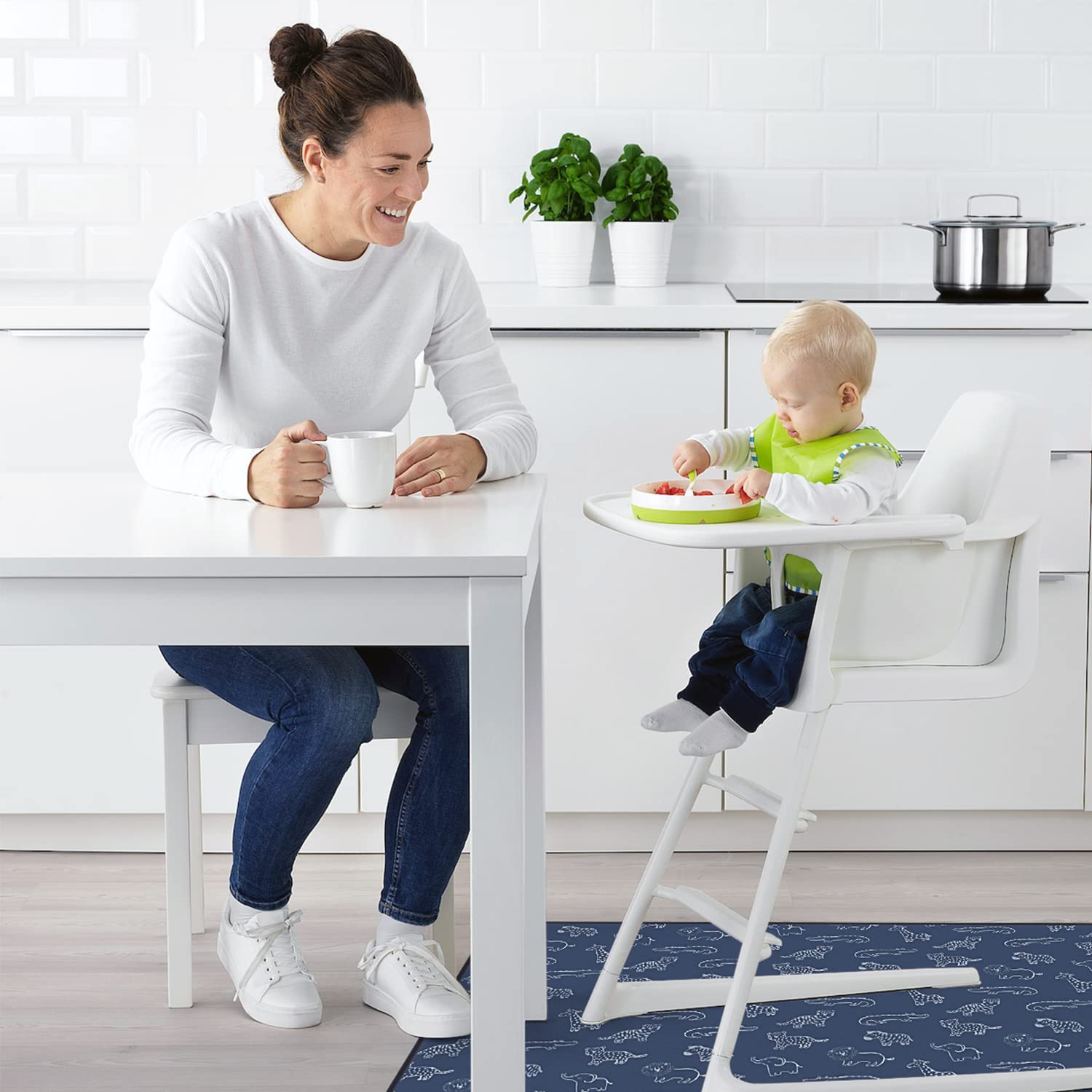 Blissful Diary 50.4 inch splat mat provides ample coverage for feeding and playtime