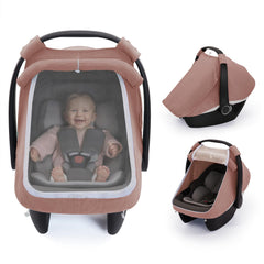 Blissful Diary baby car seat cover with mesh window for breathable visibility during checks