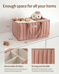 Blissful Diary blush pink caddy with removable dividers stays neatly organized.