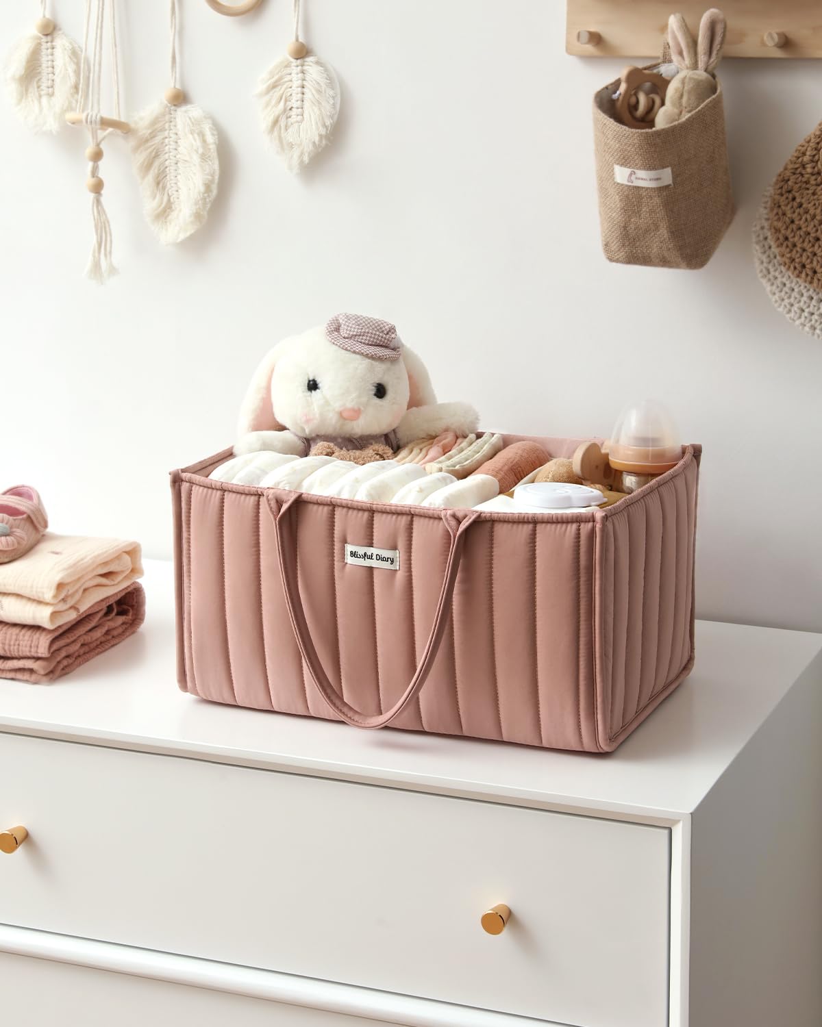 Blissful Diary diaper caddy makes a thoughtful baby shower gift for new moms.