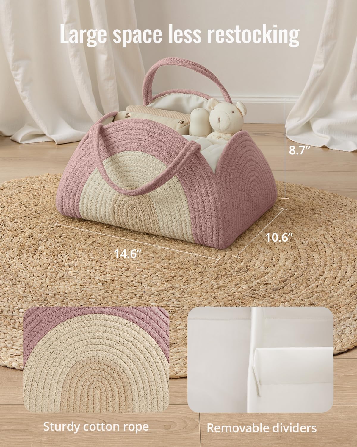 Blissful Diary caddy shows handles and removable dividers for flexible storage