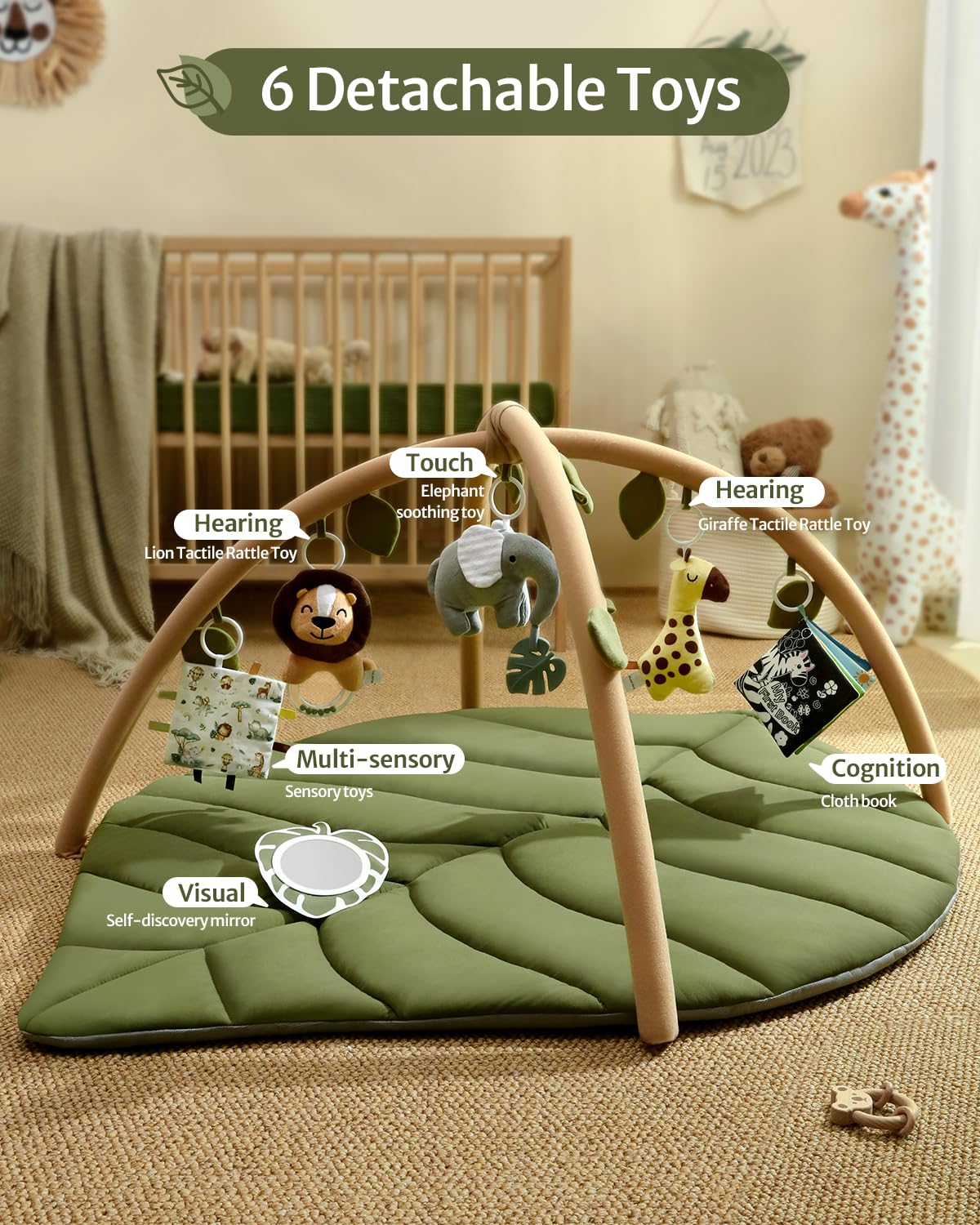 Blissful Diary lion rattles detachable toy encourage sound awareness during play.