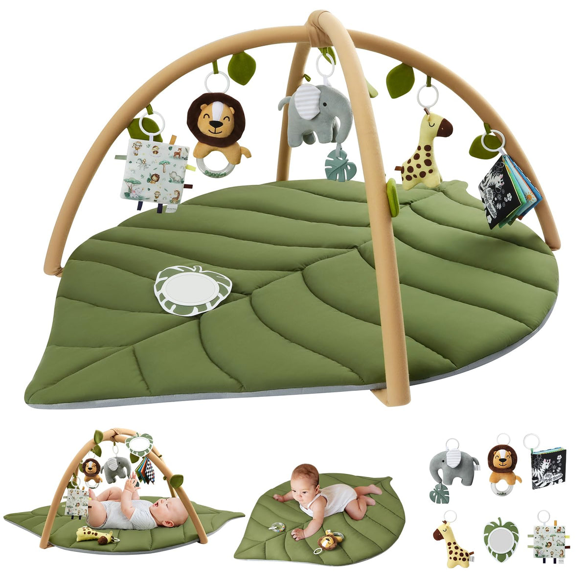 Blissful Diary leaf-shaped play gym provides a cozy newborn tummy time space.