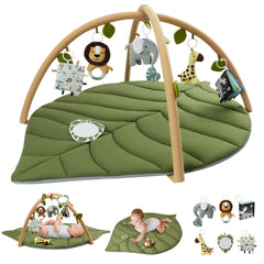 Blissful Diary leaf-shaped play gym provides a cozy newborn tummy time space.