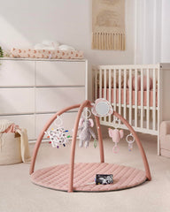 Blissful Diary play gym mat setup demonstrating quick, tool-free assembly