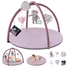 Blissful Diary Baby Play Gym Mat setup showcases a cozy tummy-time focal area for exploration