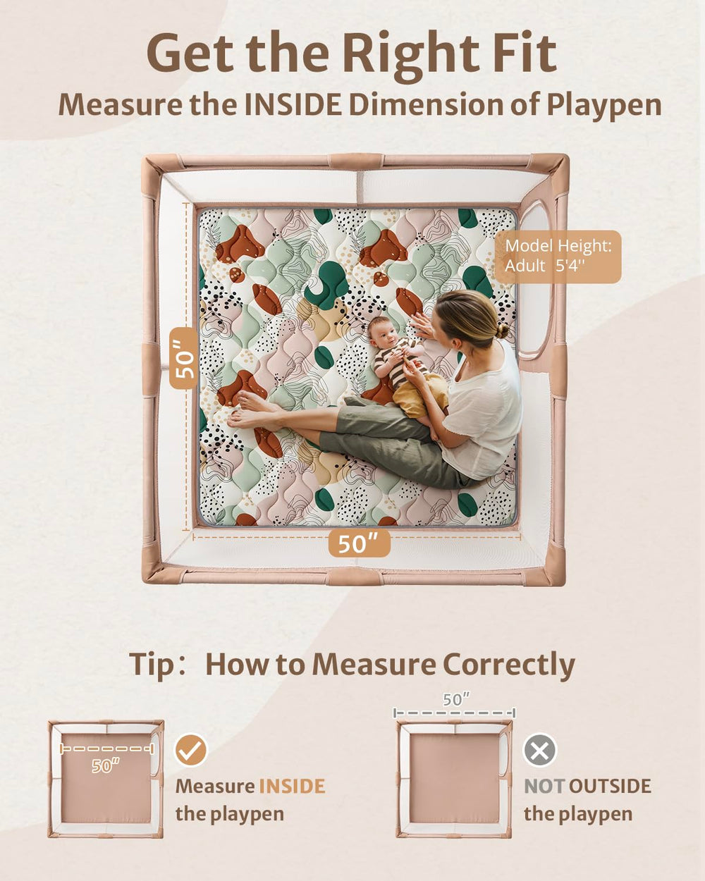 Blissful Diary baby play mat laid flat in a playpen, creating cushioned space.