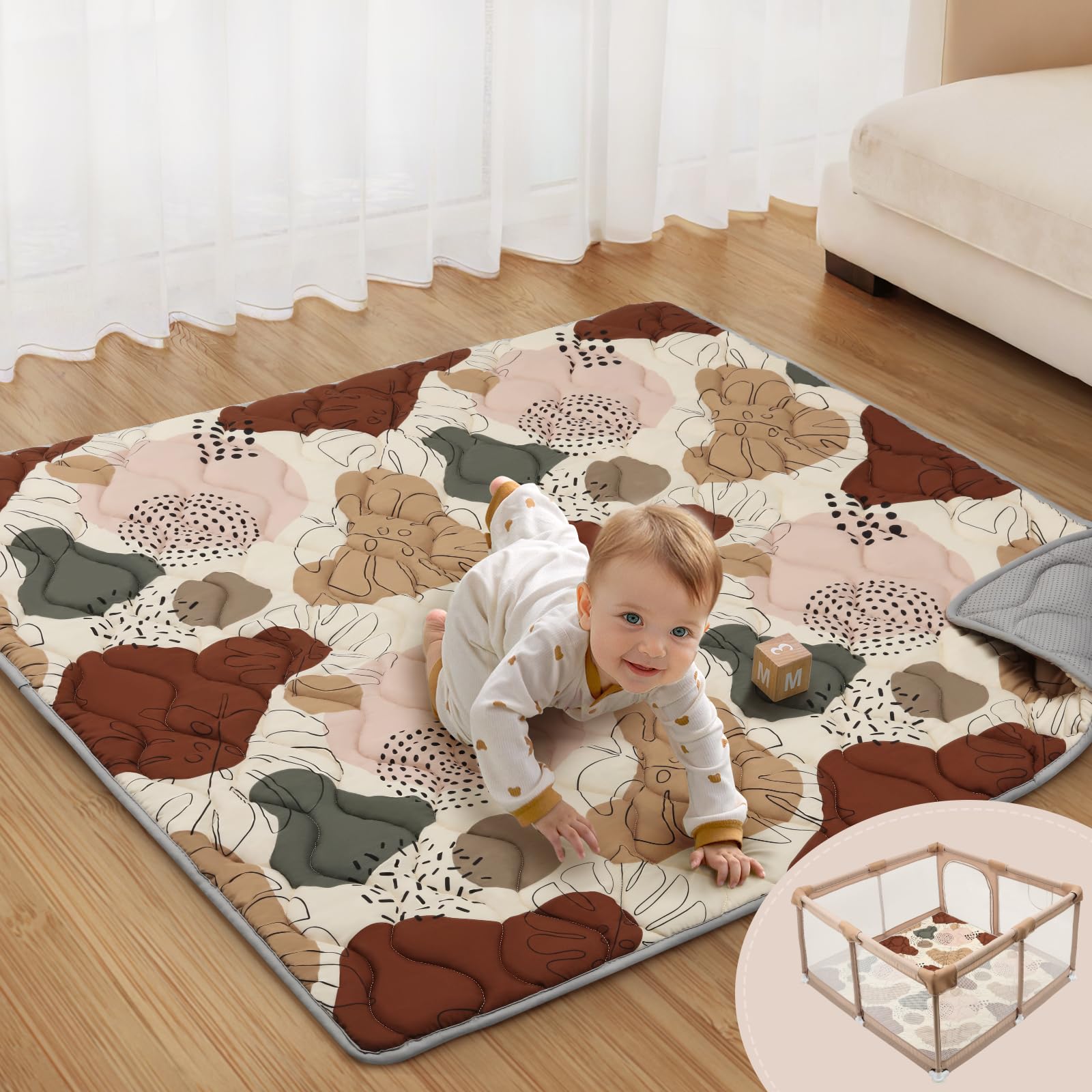 Blissful Diary baby play mat 47x47 with cushioned top for safe play
