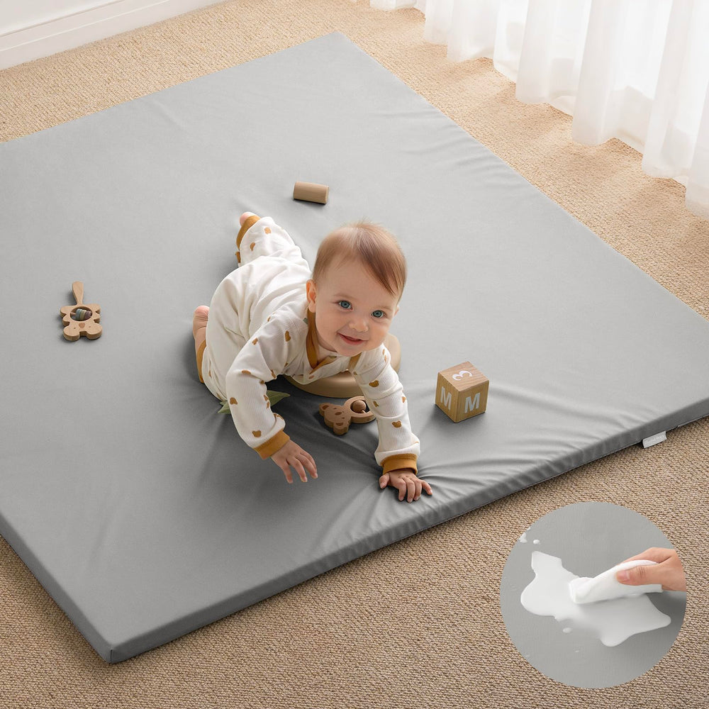 Blissful Diary baby play mat foam cushion closeup for gentle tummy time