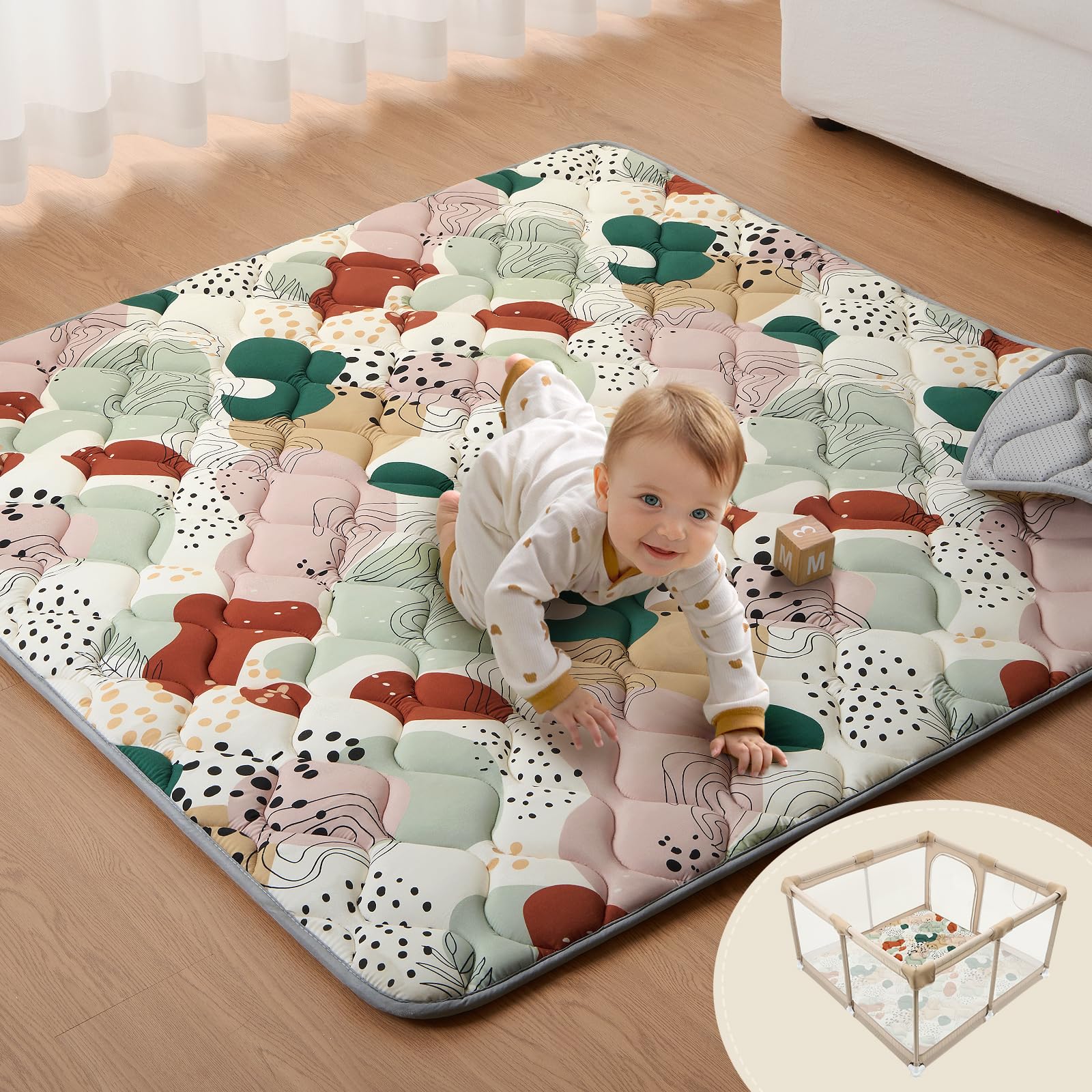 Blissful Diary baby play mat folded for compact storage and travel.