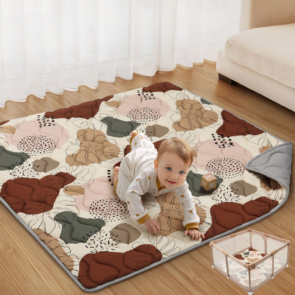Blissful Diary baby play mat folded, portable and space-saving for trips.