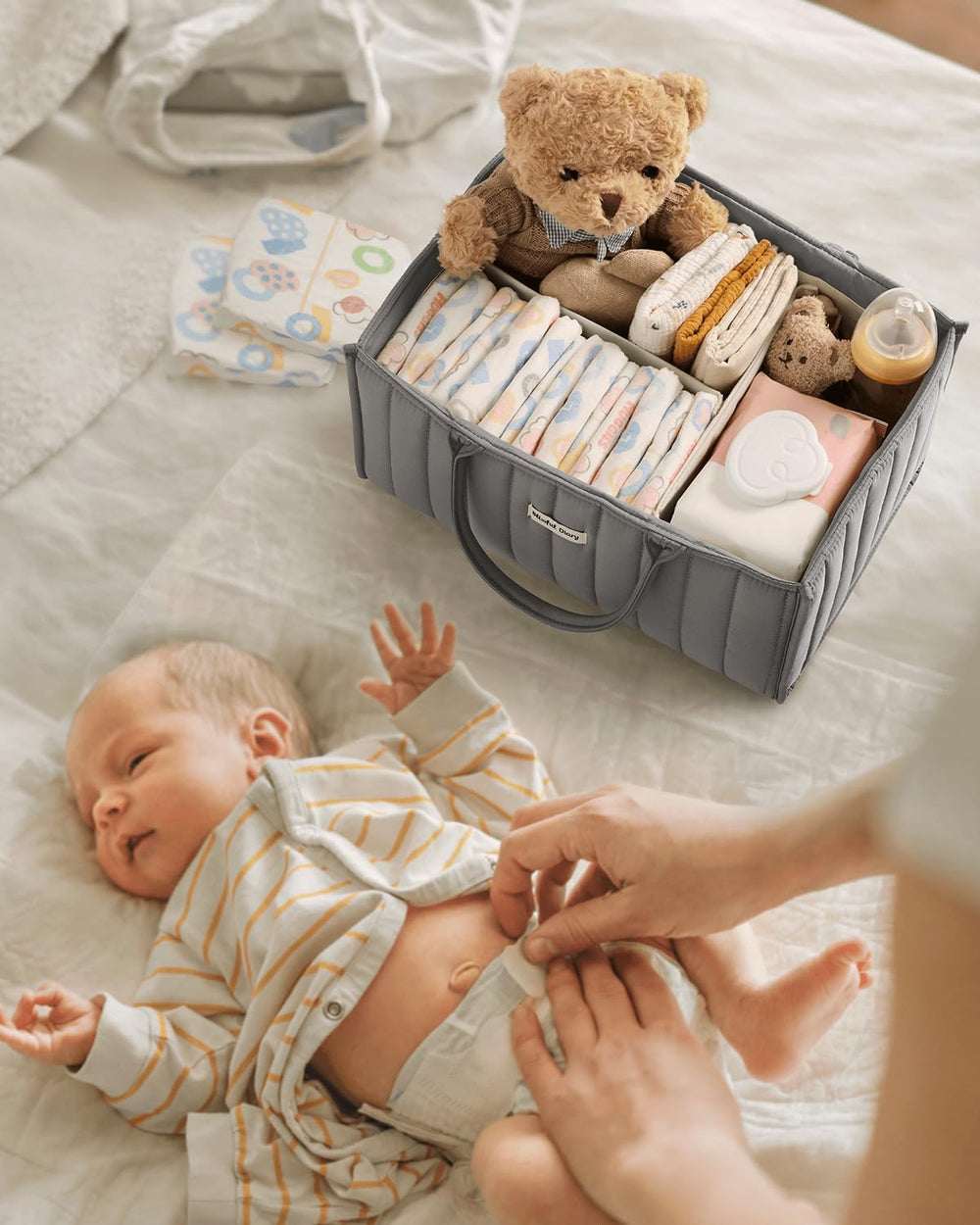 Blissful Diary baby shower gift box features a practical caddy for new mom's nursery.