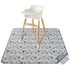 Blissful Diary baby splat mat under high chair — easy cleanup in action
