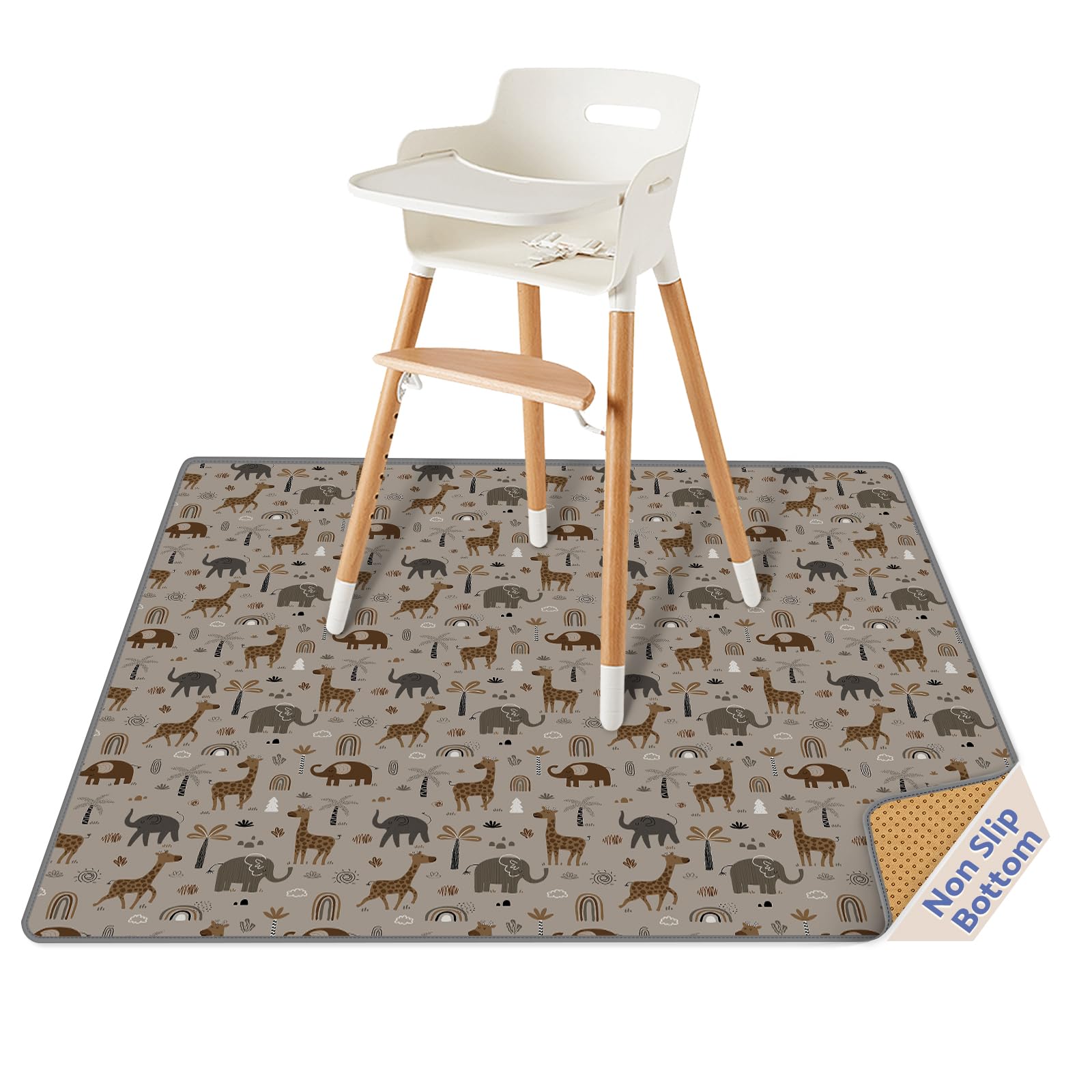 Blissful Diary baby splat mat under high chair protects floors during meals