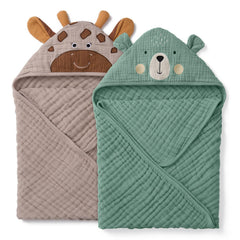 Blissful Diary bear hooded towel closeup shows ultra-soft muslin and warmth.