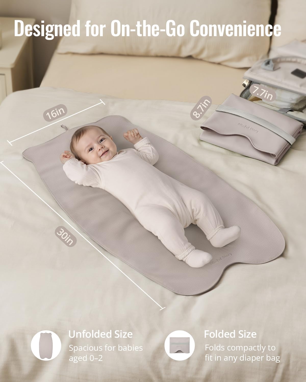 Blissful Diary bear-shaped taupe changing pad design, adds playful style to diaper changes.